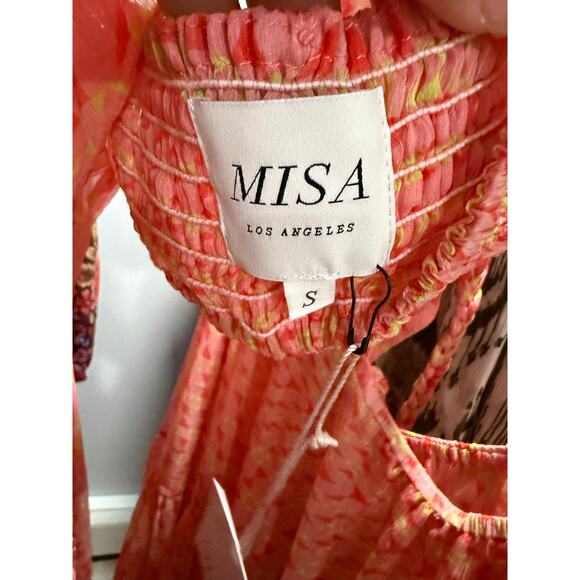 MISA Los Angeles Dalia Pink Flowy Cut Out Halter Chiffon Dress Resort S NWT $510 - Picture 2 of 4